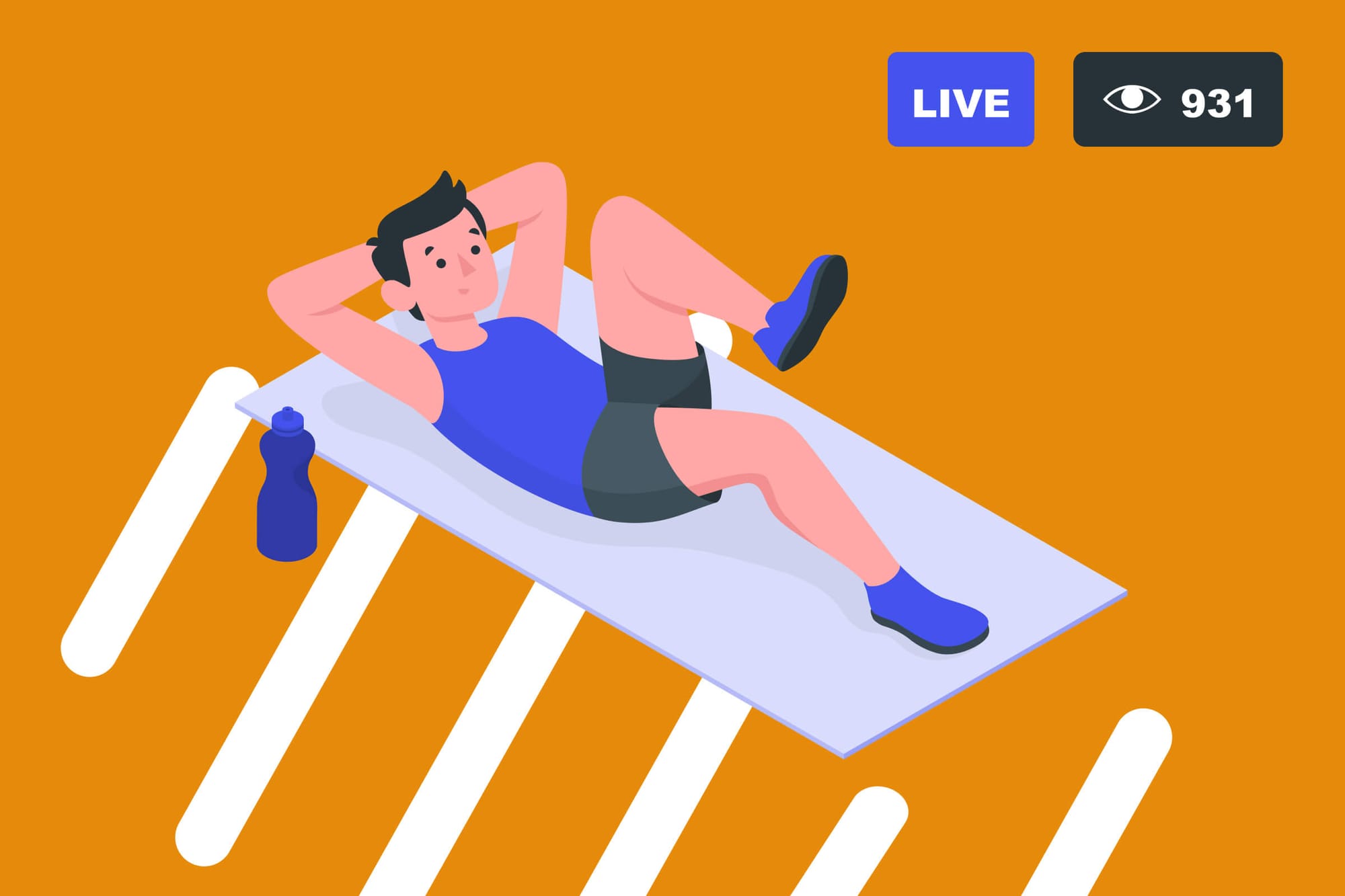 Illustration of a person doing a live-streamed workout