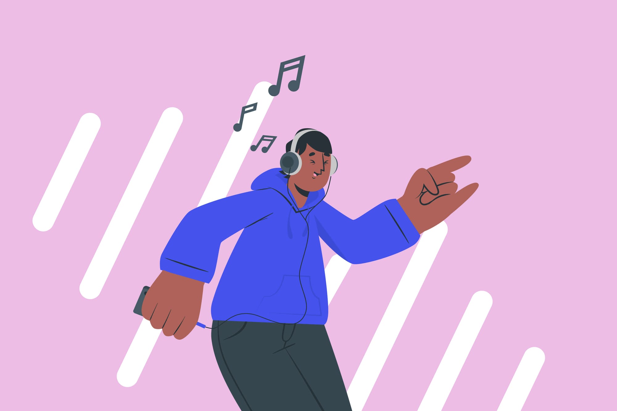 Illustration of a person enjoying music with headphones